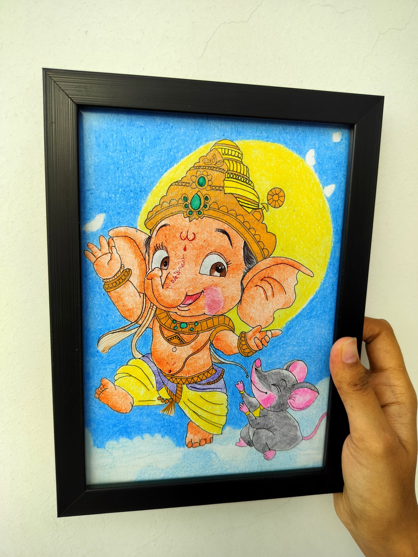 🙏 Lord Ganesha Art Piece – A5 🐘🕉️