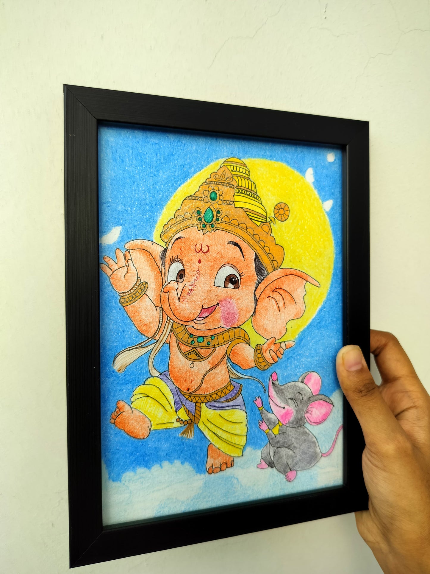 🙏 Lord Ganesha Art Piece – A5 🐘🕉️