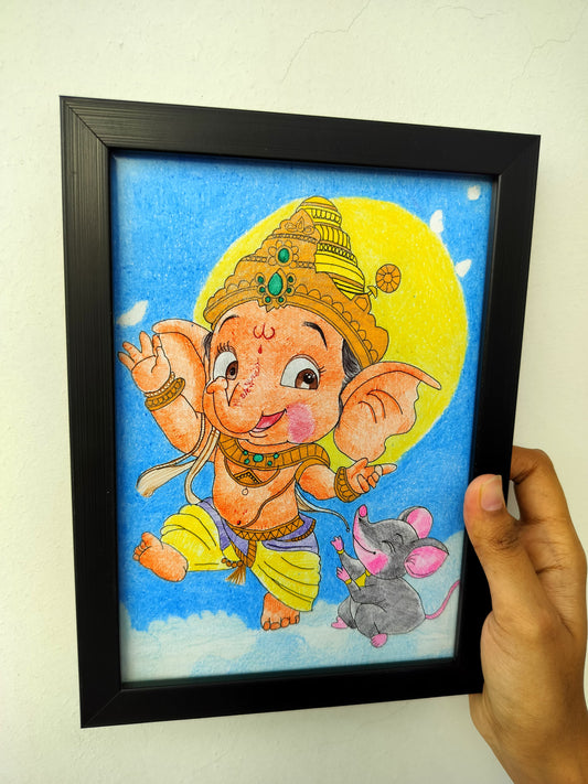 🙏 Lord Ganesha Art Piece – A5 🐘🕉️